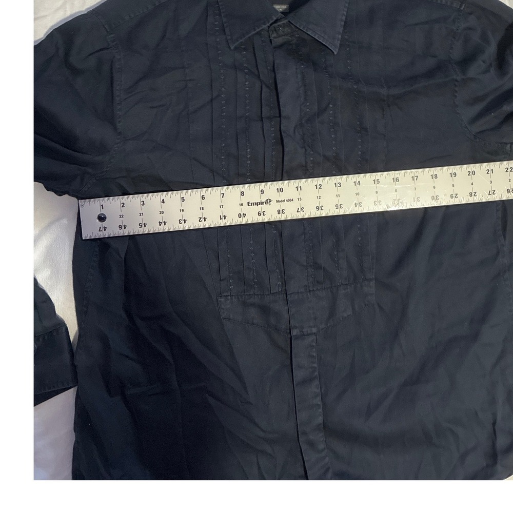 Armani Exchange Mens Black Pleated Bib Long Sleeve Button Down Shirt XL - Picture 7 of 9